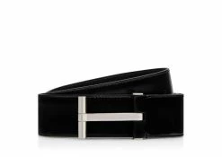 TOM FORD SMOOTH LEATHER T BELT - BLACK