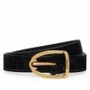 TOM FORD CRACKLED LEATHER ANGLED BUCKLE BELT - BLACK