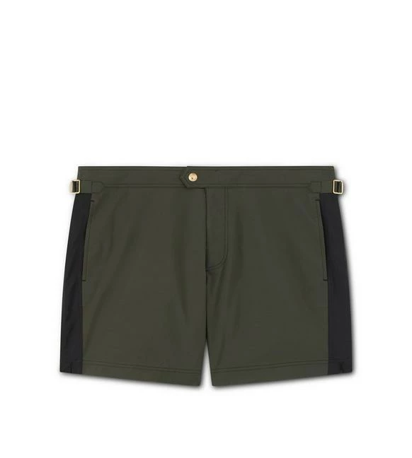 TOM FORD NYLON STRIPED SWIM SHORT - OLIVE