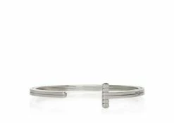 TOM FORD STRIPED T BRACELET - WHITE GOLD