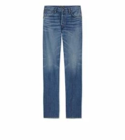 TOM FORD WIDE LEG JAPANESE SELVEDGE STRETCH DENIM - BLUE