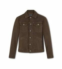 TOM FORD MOLESKIN STRETCH DENIM JACKET - DARK BROWN