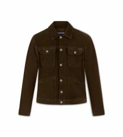 TOM FORD 12 WAVES CORD DENIM JACKET - OLIVE BROWN