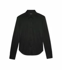 TOM FORD VISCOSE COTTON JERSEY SHIRT - BLACK