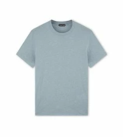 TOM FORD COTTON BLEND CREW NECK T-SHIRT - PALE BLUE