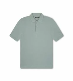 TOM FORD TENNIS PIQUET POLO - SEAFOAM