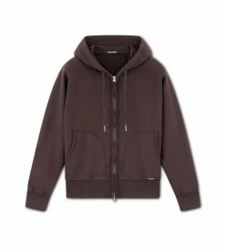 TOM FORD GARMENT DYED HOODIE - DARK BROWN