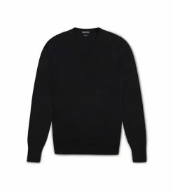 TOM FORD SEAMLESS MERINO V-NECK - BLACK