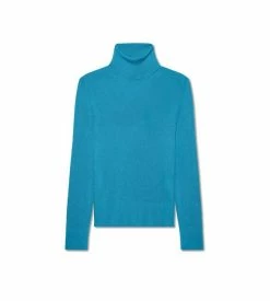 TOM FORD SILK RIBS ROLL NECK - BLUE