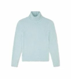 TOM FORD BRUSHED SILK ROLL NECK - TEAL