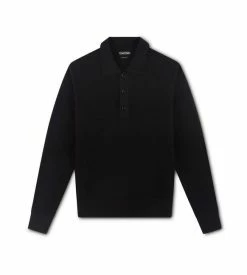 TOM FORD LIGHTWEIGHT COTTON SILK POLO - BLACK