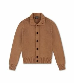 TOM FORD WOOL SILK FULL BUTTON THROUGH - CAMEL