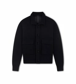 TOM FORD NYLON-LINED MERINO BUTTON THROUGH BLOUSON - BLACK