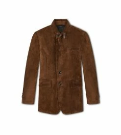 TOM FORD CASHMERE SUEDE SARTORIAL BLAZER - DARK BROWN