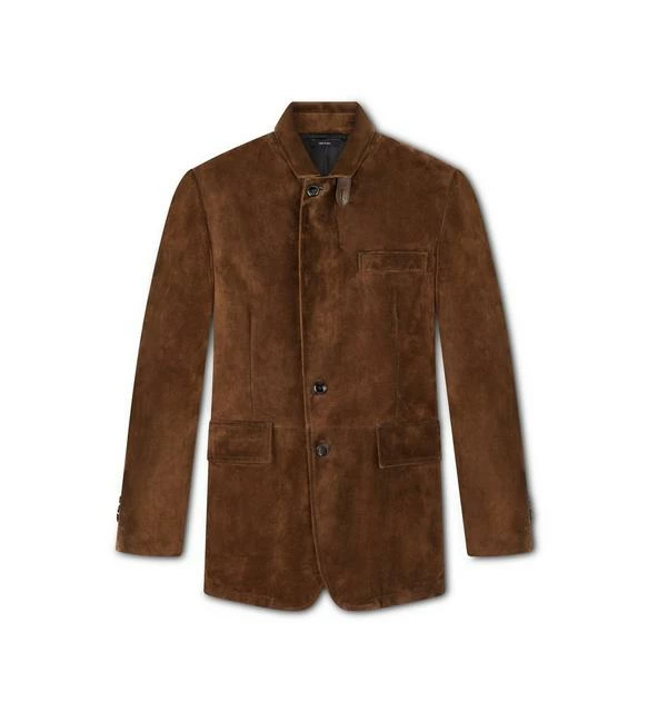 TOM FORD CASHMERE SUEDE SARTORIAL BLAZER - DARK BROWN