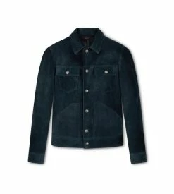 TOM FORD CASHMERE SUEDE WESTERN JACKET - PETROL
