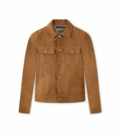 TOM FORD BUTTERY SUEDE WESTERN BLOUSON - DARK SAND