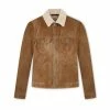 TOM FORD CASHMERE SUEDE SHEARLING TRIM TRUCKER - CAMEL