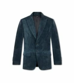 TOM FORD CASHMERE SUEDE SARTORIAL BLAZER - PETROL