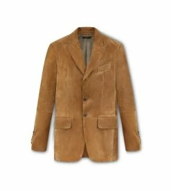 TOM FORD CASHMERE SUEDE SARTORIAL BLAZER - CAMEL