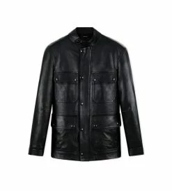 TOM FORD GLOSSY GRAIN MOTORCYCLE JACKET - BLACK