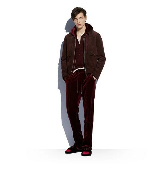 TOM FORD BUTTERY GRAIN COLLAR BLOUSON - BURGUNDY - Image 2