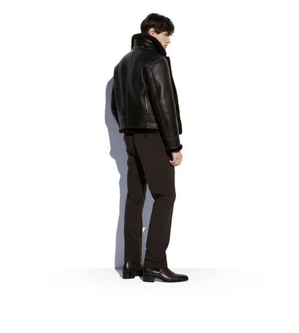 TOM FORD TUMBLED GRAIN SHEARLING BLOUSON - DARK BROWN - Image 3