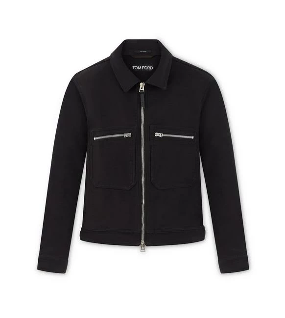 TOM FORD BRUSHED COTTON ZIP BLOUSON - BLACK