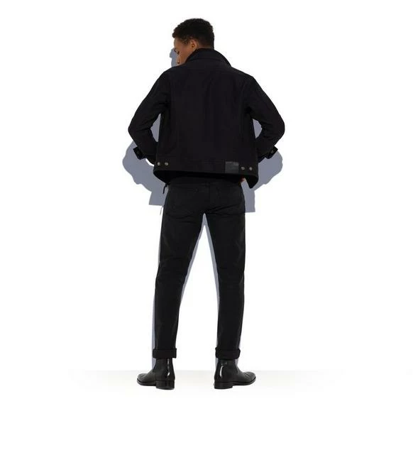 TOM FORD BRUSHED COTTON ZIP BLOUSON - BLACK - Image 3