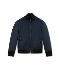 TOM FORD MOHAIR FLUID HOPSACK BLOUSON - NAVY