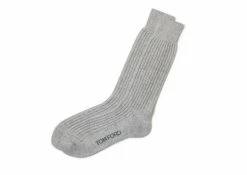 TOM FORD RIBBED CASHMERE LONG SOCKS - LIGHT GREY