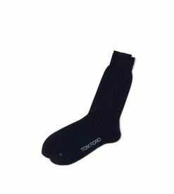TOM FORD RIBBED CASHMERE LONG SOCKS - NAVY