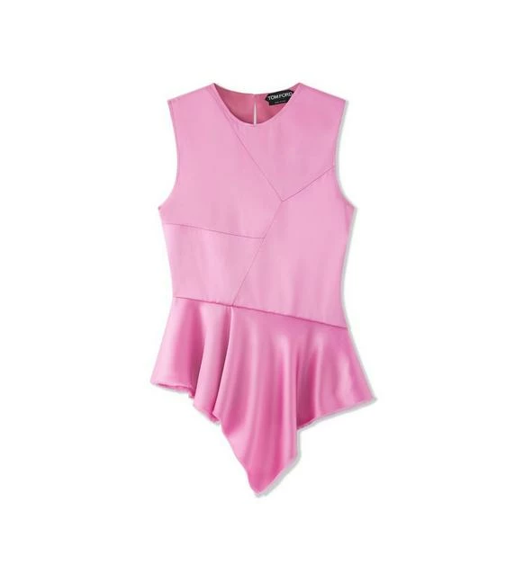 TOM FORD FLUID DOUBLE-FACED SATIN ASYMMETRIC TOP - ROSE BLOOM