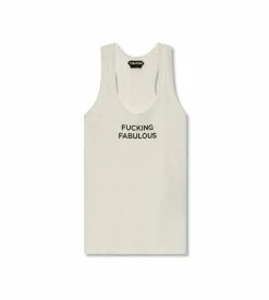 TOM FORD SILK JERSEY "FUCKING FABULOUS" TANK TOP - CHALK