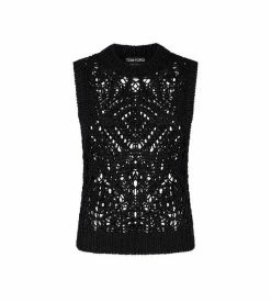 TOM FORD SILK LACE TANK TOP - BLACK