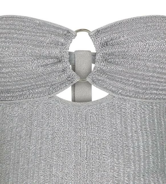 TOM FORD METALLIC WOOL STRAPLESS TOP - SILVER - Image 2