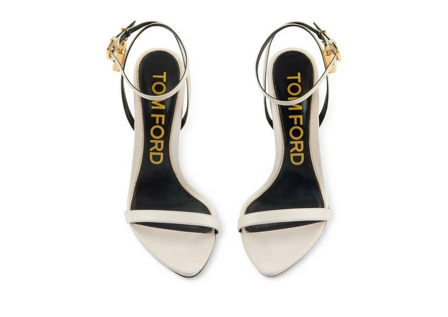TOM FORD SHINY LEATHER PADLOCK POINTY NAKED SANDAL - CHALK - Image 2