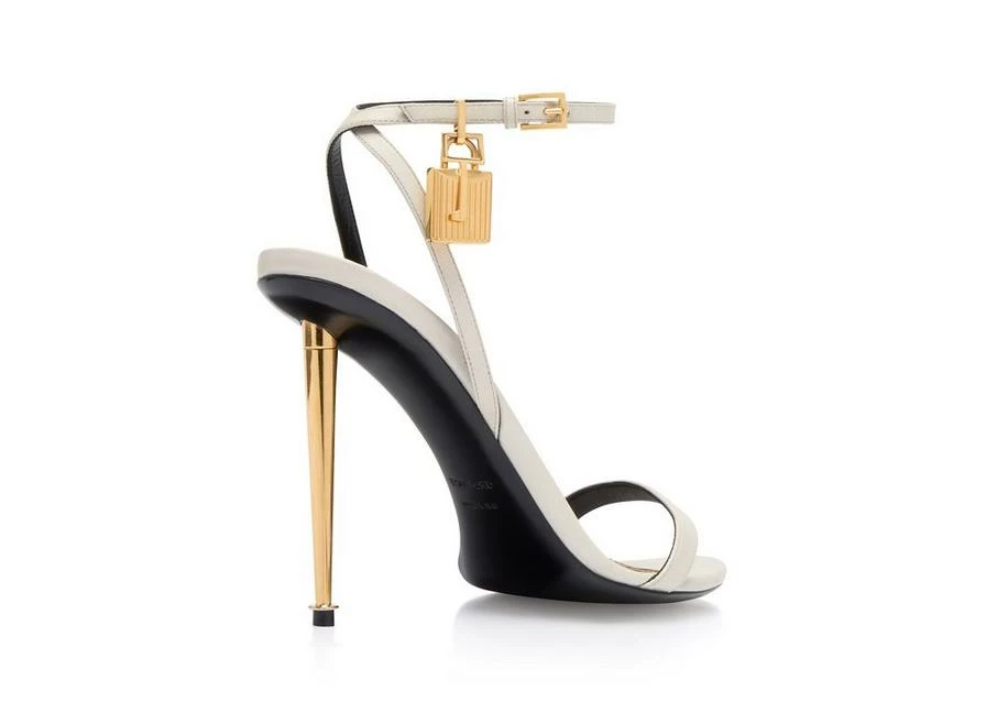 TOM FORD SHINY LEATHER PADLOCK POINTY NAKED SANDAL - CHALK - Image 3