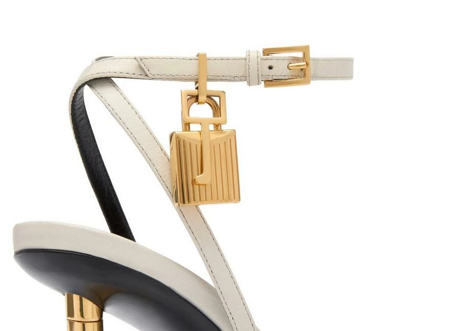 TOM FORD SHINY LEATHER PADLOCK POINTY NAKED SANDAL - CHALK - Image 6
