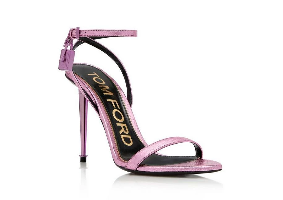 TOM FORD LAMINATED NAPPA PADLOCK POINTY NAKED SANDAL - LIGHT PINK - Image 2