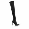 TOM FORD STRETCH NAPPA LEATHER T SCREW OVER THE KNEE BOOT - BLACK