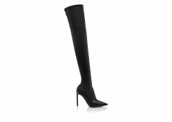 TOM FORD STRETCH NAPPA LEATHER T SCREW OVER THE KNEE BOOT - BLACK