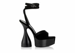 TOM FORD VELVET DISCO PLATFORM SANDAL 140 MM - BLACK