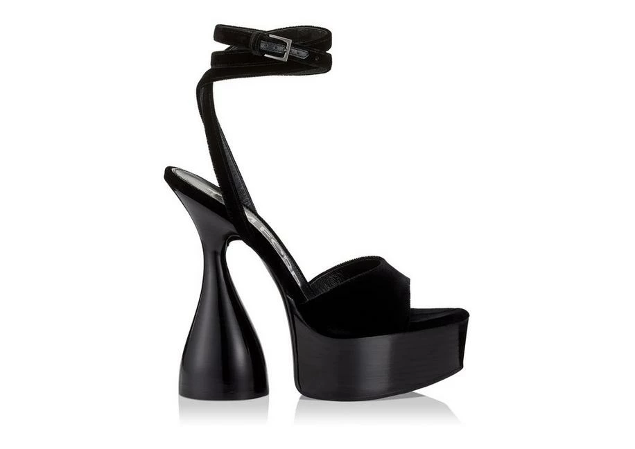 TOM FORD VELVET DISCO PLATFORM SANDAL 140 MM - BLACK