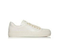 TOM FORD SMOOTH LEATHER CITY LOW TOP SNEAKERS - CHALK