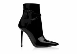 TOM FORD PATENT LEATHER PADLOCK ANKLE BOOT - BLACK