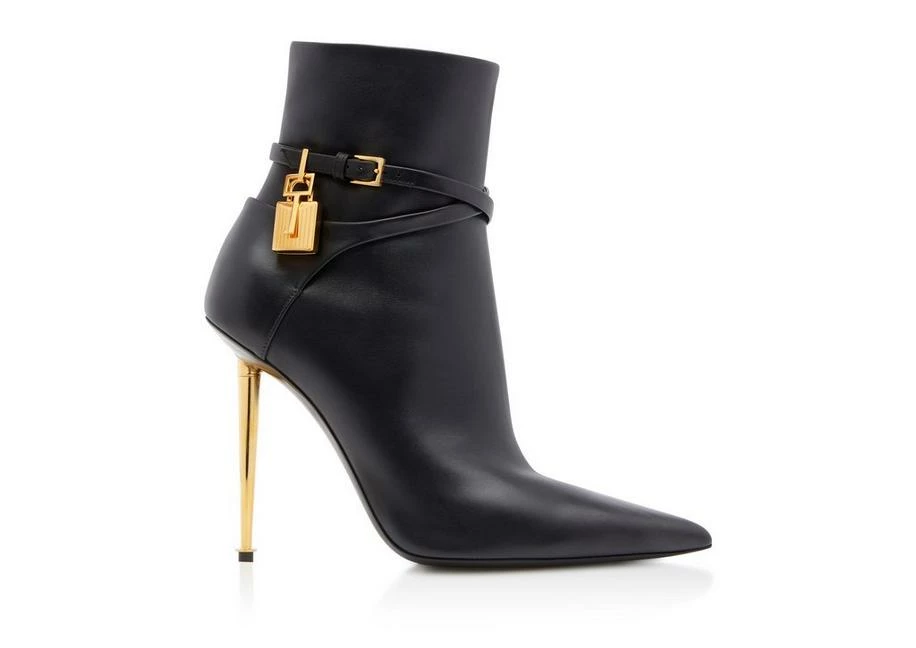 TOM FORD LEATHER PADLOCK ANKLE BOOT - BLACK