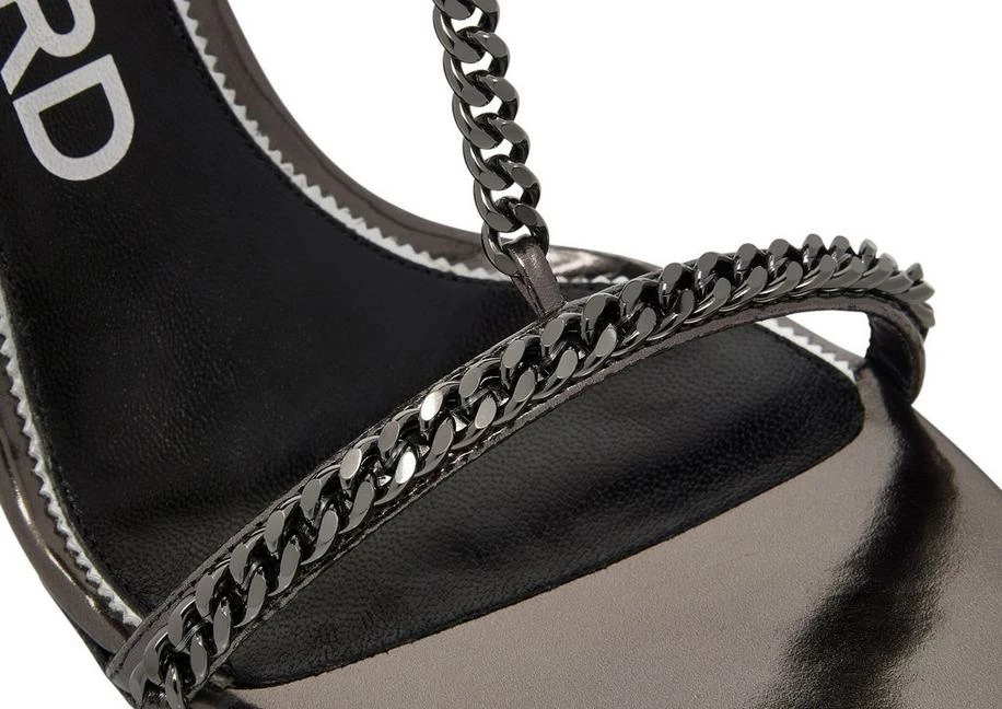 TOM FORD MIRROR LEATHER PADLOCK CHAIN POINTY NAKED SANDAL - GUNMETAL - Image 5