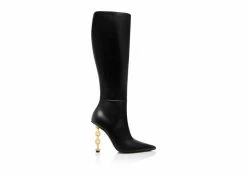 TOM FORD LEATHER CHAIN HEEL BOOT - BLACK
