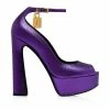 TOM FORD LAMINATED PRINTED LIZARD PADLOCK PEEP TOE PUMP - DAHLIA